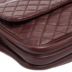Pre Owned D&G Burgundy Quilted Leather Lily Sport Crossbody Bag