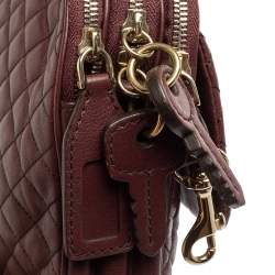 Pre Owned D&G Burgundy Quilted Leather Lily Sport Crossbody Bag
