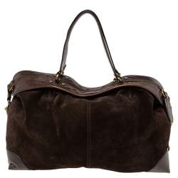 Pre Owned D&G Dark Brown Suede and Leather Janet Satchel