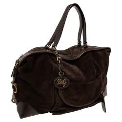 Pre Owned D&G Dark Brown Suede and Leather Janet Satchel