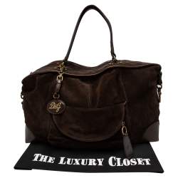 Pre Owned D&G Dark Brown Suede and Leather Janet Satchel