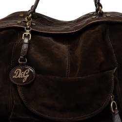 Pre Owned D&G Dark Brown Suede and Leather Janet Satchel