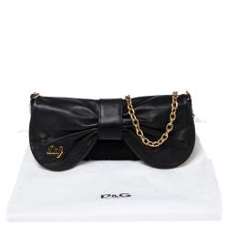 Pre Owned D&G Black Calf Hair And Leather Bubbles Chain Clutch