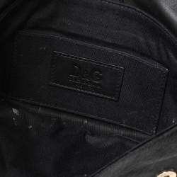 Pre Owned D&G Black Calf Hair And Leather Bubbles Chain Clutch