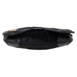 Pre Owned D&G Black Calf Hair And Leather Bubbles Chain Clutch