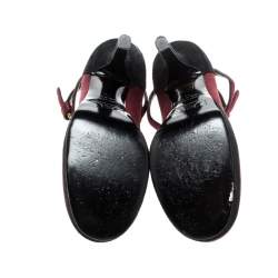 D&G Burgundy/Black Satin and Suede Criss Cross Ankle Strap Platform Pumps Size 36