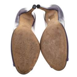 Pre Owned D&G Purple Patent Leather Bow Peep Toe Pumps Size 37