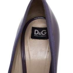 Pre Owned D&G Purple Patent Leather Bow Peep Toe Pumps Size 37