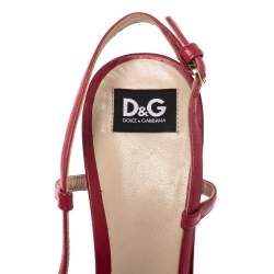 Pre Owned Dolce & Gabbana Pink Leather Peep Toe Wedge Slingback Sandals Size 36.5