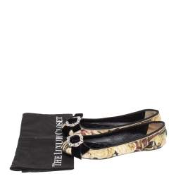 D&G Multicolor Velvet Crystal Bow Embellished Ballet Flats Size 40