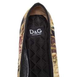 D&G Multicolor Velvet Crystal Bow Embellished Ballet Flats Size 40
