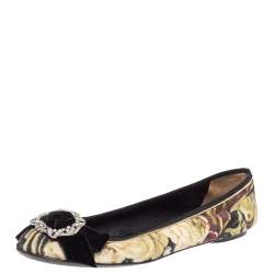 D&G Multicolor Velvet Crystal Bow Embellished Ballet Flats Size 40