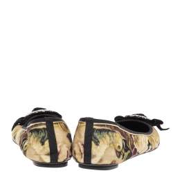 D&G Multicolor Velvet Crystal Bow Embellished Ballet Flats Size 40