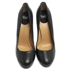 Dolce And Gabbana Blue/Black Python Leather Pumps Size 40 