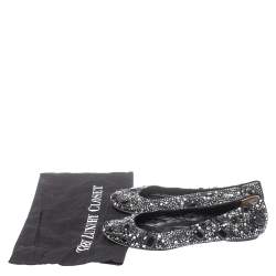 Pre Owned Dolce & Gabbana Black Satin Crystal Embellished Ballet Flats Size 36.5