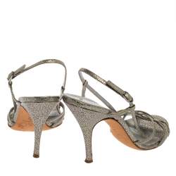 Pre Owned D&G Metallic Crackled Leather Strappy Slingback Sandals Size 41