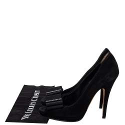 D and G Black Suede Crystal Embellished Peep Toe Pumps Size 41