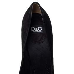 D and G Black Suede Crystal Embellished Peep Toe Pumps Size 41
