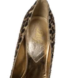 Dolce & Gabbana Gold Leather and Pony Hair Knotted Peep Toe Pumps Size 40