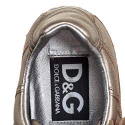 D&G Metallic Gold Leather Lace Up Low Top Sneakers Size 36.5