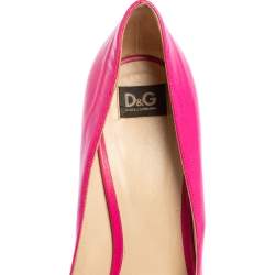 Pre Owned D&G Pink Leather Pointed Toe V Neck Pumps Size 39