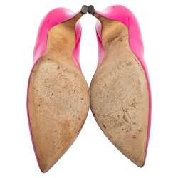 Pre Owned D&G Pink Leather Pointed Toe V Neck Pumps Size 39