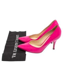 Pre Owned D&G Pink Leather Pointed Toe V Neck Pumps Size 39