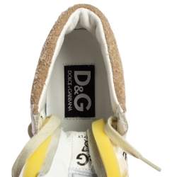D&G Cream/White Leather Lace High Top Sneakers Size 40
