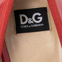 D&G Red Patent Leather and Fabric Bow Peep Toe Pumps Size 39