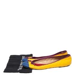 D&G Multicolor Quilted Leather Bow Colorblock Ballet Flats Size 39
