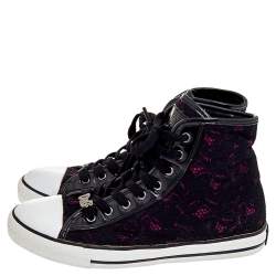 D&G Black Lace And Patent Leather High Top Sneakers Size 38