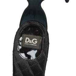 D&G Black Satin Embellished Ankle Strap Sandals Size 39