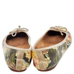 D&G Multicolor Floral Print Patent Leather Bow Ballet Flats Size 39