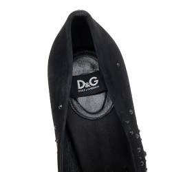 D&G Black Suede Crystal Embellished Peep Toe Pumps Size 40