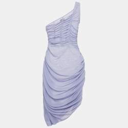 Danielle Guizio Purple Mesh Ruched Mini Dress L