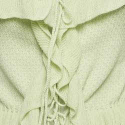 Pre Owned Guizio Green Ruffle Knit Tie Top M