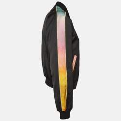 Saint Laurent Black Cotton Blend Rainbow Stripe Bomber Jacket M