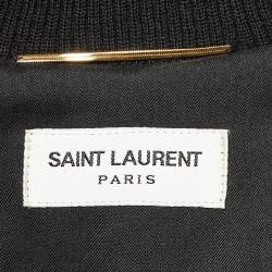 Saint Laurent Black Cotton Blend Rainbow Stripe Bomber Jacket M