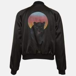Saint Laurent Black Cotton Blend Rainbow Stripe Bomber Jacket M