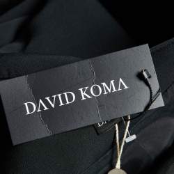 David Koma Black Cady Flounce Detail Jacket L