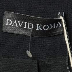 David Koma Black Cady Flounce Detail Jacket L