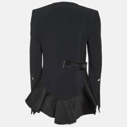 David Koma Black Cady Flounce Detail Jacket L
