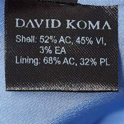 David Koma Blue Embellished Crepe Skirt & Top Set S