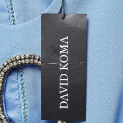 David Koma Blue Embellished Crepe Skirt & Top Set S