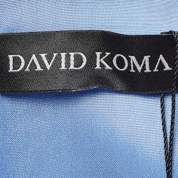 David Koma Blue Embellished Crepe Skirt & Top Set S