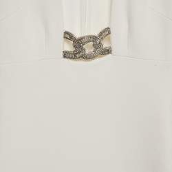 David Koma Cream Embellished Crepe Mini Dress S