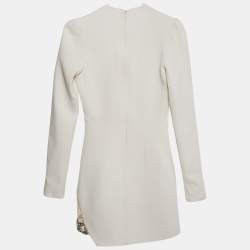 David Koma Cream Embellished Crepe Mini Dress S
