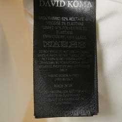 David Koma Cream Embellished Crepe Mini Dress S