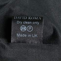 David Koma Black Jersey Panel Detail Leather Trimmed Asymmetric Dress L