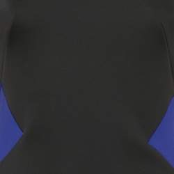 David Koma Black Jersey Panel Detail Leather Trimmed Asymmetric Dress L